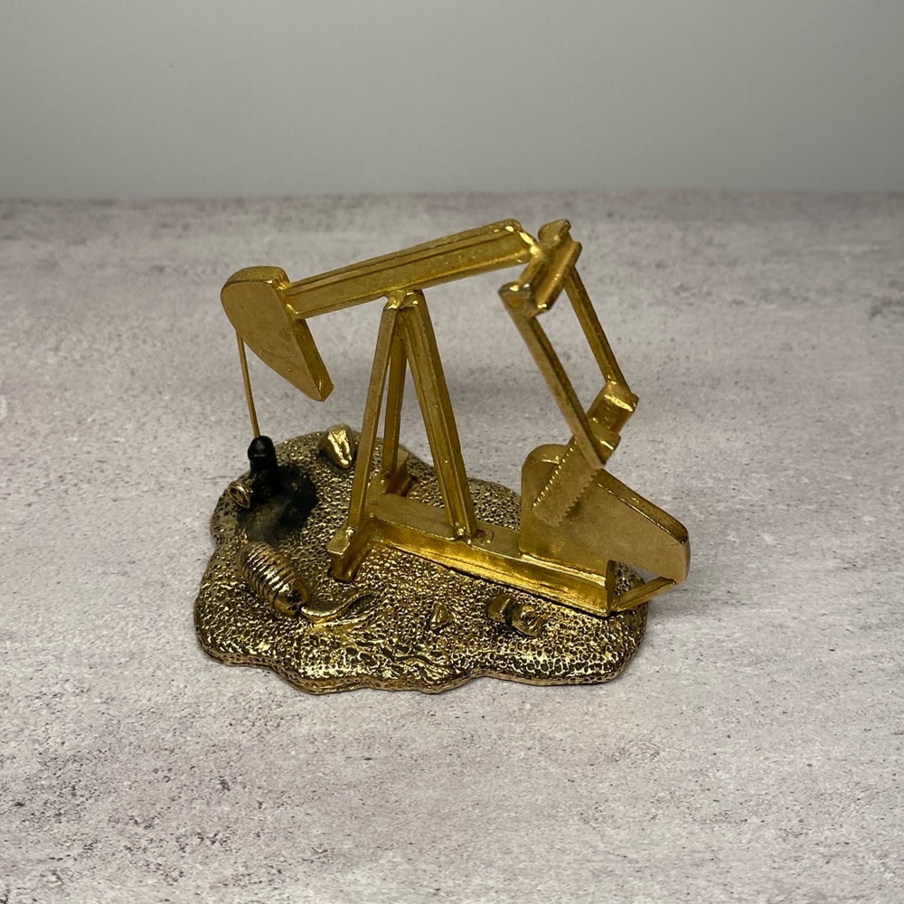 MCM DeMott Gold Oil Rig Pump Jack Sculpture